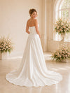 ChicSew Elegant Strapless Side Slit Ruching Satin A-Line Long Wedding Dresses