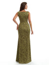 Elegant Spaghetti Straps Cowl Mermaid Long Satin Floral Formal Evening Dresses For Ladies