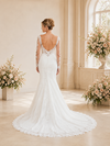ChicSew Classy V-Neck Long Sleeves Lace Tulle Mermaid Maxi Wedding Dress With Long Train