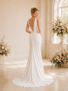 ChicSew Elegant Fancy Deep V-Neck Ruched Crepe Mermaid Maxi Long Wedding Dresses