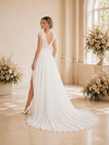 ChicSew Elegant Fancy A-Line V-Neck Lace Chiffon Side Slit Maxi Long Wedding Dress