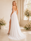 ChicSew Glamorous A-Line Spaghetti Straps Lace Tulle Long Wedding Dresses With Side Slit