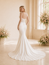 ChicSew Elegant Illusion Lace Applique Satin Long Sleeves Beaded Mermaid Maxi Wedding Dresses