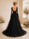 ChicSew Unique Sweetheart Lace Tulle Long Sleeves A-Line Maxi Long Wedding Dresses