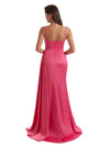 Mermaid Side Split Silky Satin Modern Long Bridesmaid Dresses Elegant Spaghetti Straps
