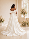 ChicSew Fancy Off The Shoulder Ruching Satin Mermaid Maxi Wedding Dress With Beading