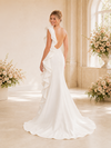 ChicSew Unique Fancy Deep V-Neck Crepe Mermaid Maxi Wedding Dress With Ruffle