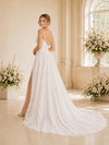 ChicSew Elegant A-line Spaghetti Straps V-Neck Side Slit Glitter Tulle Long Wedding Dresses