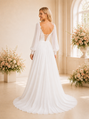 ChicSew Sexy A-Line Chiffon Side Slit Lace V-Neck Long Sleeves Maxi Wedding dresses Online