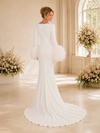 ChicSew Elegant Sabrina Long Sleeves Mermaid Crepe Floor-Length Wedding Dress