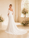 ChicSew Off The Shoulder V-Neck Satin Mermaid Floor-Length Wedding Dress With Train
