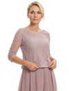Chicsew Scoop 3/4 Sleeve Two Piece Lace Top Chiffon Modern Mom Of The Groom Dresses