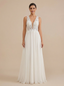 A-Line V-neck Sleeveless Maxi Long Chiffon Wedding Dresses Online