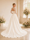 ChicSew Classic Bateau Lace 3/4 Sleeve Open Back Satin  A-Line  Wedding Dresses