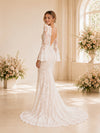 ChicSew Sexy Mermaid Long Sleeves V-Neck Long Wedding Dresses With Slit