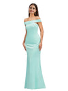 Simple Off The Shoulder Mermaid Beauty Soft Satin Floor-Length Bridesmaid Dresses