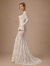 ChicSew Sexy Modern Mermaid Lace Tulle Long Sleeves Maxi Wedding Dress