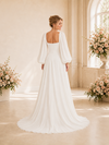 ChicSew Elegant Square Long Sleeves Chiffon A-Line Floor-Length Wedding Dresses