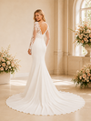 ChicSew Fancy V-Neck Crepe Mermaid Lace Long Sleeves Maxi Wedding Dress With Train