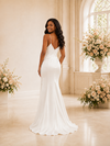 ChicSew Simple Spaghetti Straps V-Neck Side Slit Satin Mermaid Maxi Wedding Dress