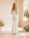 ChicSew Unique Lace Off The Shoulder Long Sleeves Satin Mermaid High‑Low Wedding Dresses