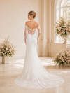 ChicSew Unique Off The Shoulder Long Sleeves Lace Tulle Mermaid Satin Maxi Wedding Dress With Train