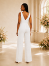 ChicSew Modern V-Neck Sleeveless Sequin Floor-Length Wedding Jumpsuit
