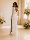 ChicSew Fancy V-Neck Side Slit Long Tulle Mermaid Wedding Dress With Sequin and Beaded