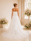 ChicSew Modern Strapless Wedding Jumpsuit With Tulle Long Overskirt
