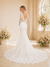 Chicsew Fancy V-Neck Long Sleeves Lace Mermaid Floor-Length Wedding Dress