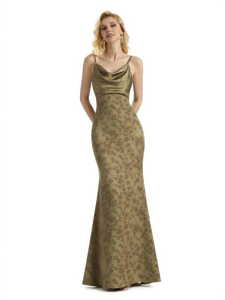 Sexy Jewel Spaghetti Straps Mermaid Long Satin Floral Formal Dresses For Women- ChicSew Sexy Jewel Spaghetti Straps Mermaid Long Satin Floral Formal Dresses For Women- ChicSew