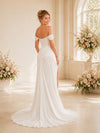 ChicSew Elegant Off Shoulder Boning Mermaid Side Slit Satin Wedding Dresses