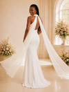 ChicSew Elegant Halter Crepe Mermaid Floor-Length Wedding Dress