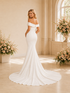 ChicSew Sexy Unique Ruched Off The Shoulder Crepe Mermaid Floor-Length Wedding Dress