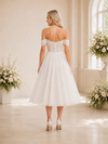 ChicSew Elegant Off The Shoulder A-Line Midi Lace Tulle Wedding Dresses