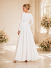 ChicSew Classy Elegant Long Sleeves A-Line Floor-Length Crepe Wedding Dress With Pocket
