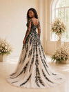 ChicSew Unique A-Line Scoop Long Sleeves Tulle Maxi Wedding Dress With Lace Applique