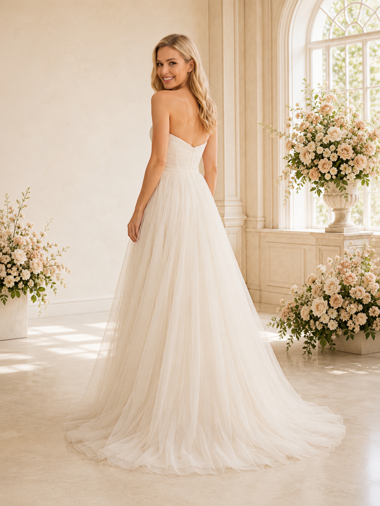 ChicSew Elegant Sweetheart Boning Pleated Lace A-Line Maxi Wedding Dresses Online