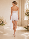 ChicSew Pretty Sweetheart Boning Sheath Lace Tulle Mini-Length Wedding Dresses With Drape