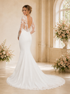 ChicSew Beautiful V-Neck Long Sleeve Crepe Mermaid Foor-Length Wedding Dress