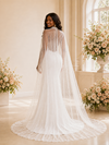 ChicSew Unique Fancy Mermaid Sweetheart Crepe Beaded Maxi Long Wedding Dress With Lace Cape