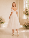 ChicSew Elegant A-line Off The Shoulder Glitter Tulle Midi Wedding Dresses Open Back