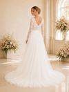 ChicSew Classy Lace Applique Tulle Long Sleeves A-Line Maxi Long Wedding Dress