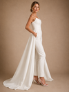 ChicSew Morden Strapless Sweetheart Crepe Floor-Length Wedding Jumpsuit With Overskirt