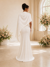 ChicSew Unique Sleeveless Satin Mermaid Floor-Length Wedding Dress With Cape