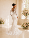 ChicSew Fancy Sweetheart Lace Appliques Long Sleeves Mermaid Maxi Wedding Dress