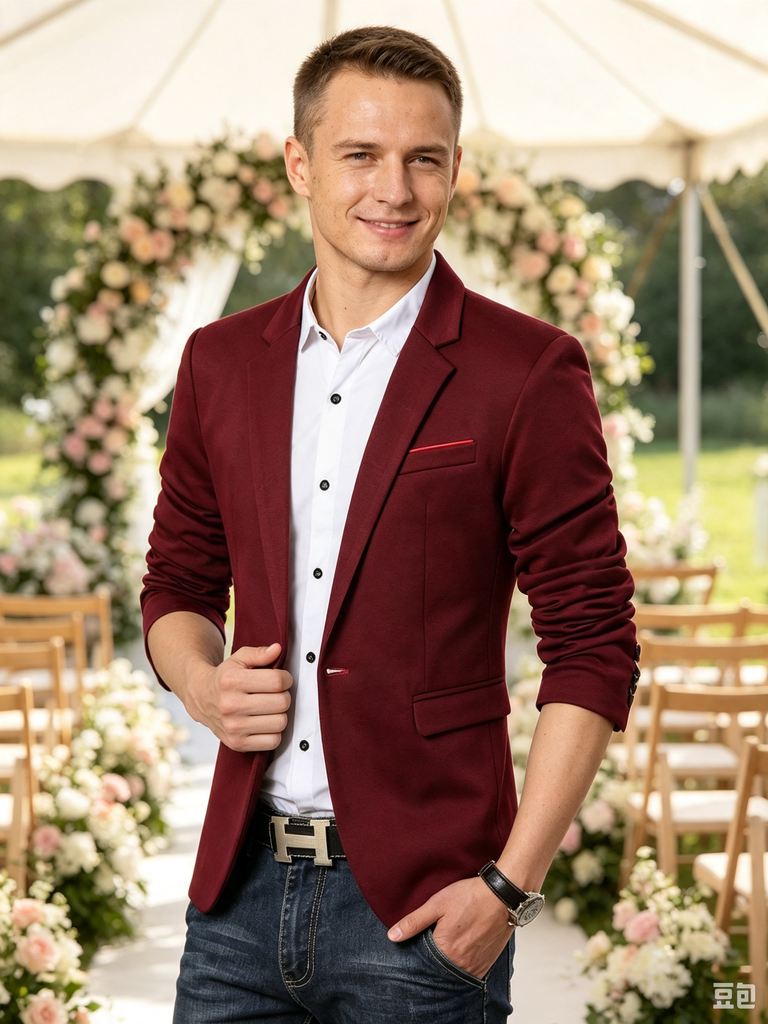 Classic 1 Piece Mulberry Men's Suit with Regular Fit and Sophisticated Peak Lapel