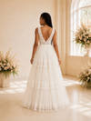 ChicSew Modern A-Line V-Neck Spaghetti Straps Lace Tulle Long Wedding Dress