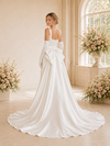 ChicSew Modern Satin Mermaid Square Neck Long Wedding Dress With Overskirt