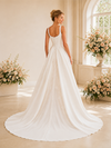 ChicSew Unique Elegant Square Neck Mermaid Lace Tulle Maxi Wedding Dress With Satin Overskirt